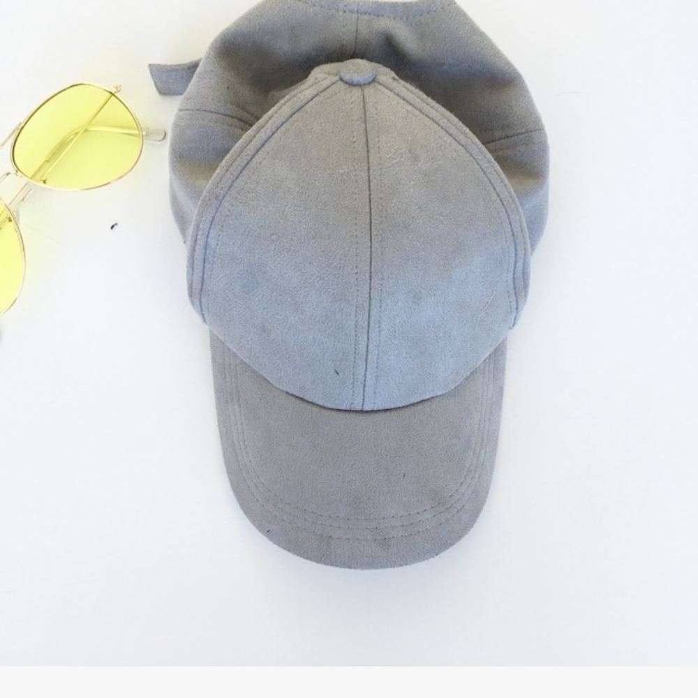 GREY SUEDE BASEBALL CAP - Picture 2 of 5
